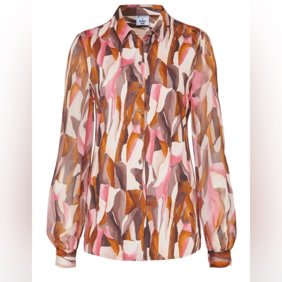 DESOTO PIA BLOUSE, w/ Sheet Long Sleeve, Cotton/chiffon, size 42 - Picture 4 of 15